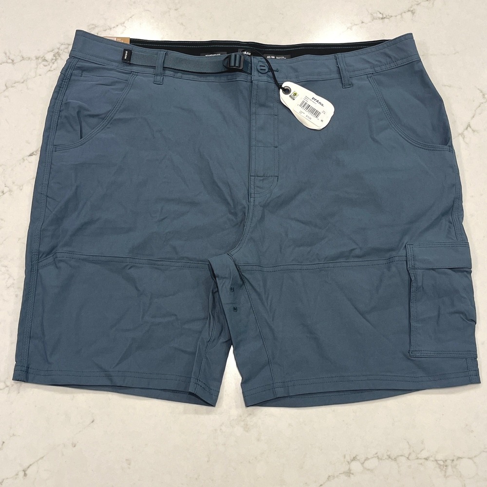 Prana NEW Mens 42 x 8" Stretch Zion Short II Grey Blue Hiking Outdoor Gorpcore